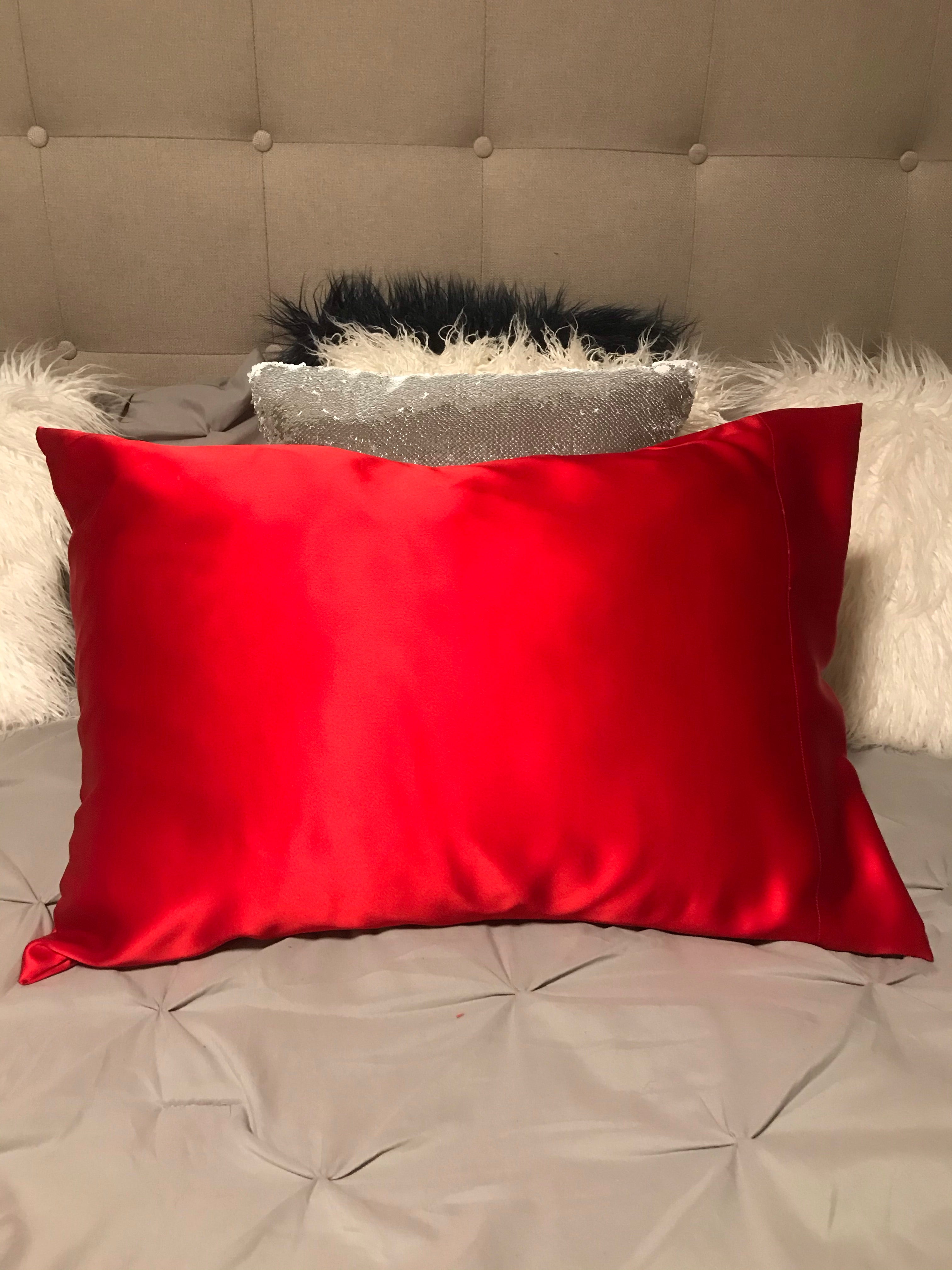 Red silk top pillows